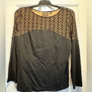 Mark Zunino Elegant Black and Gold Lace Women's Top